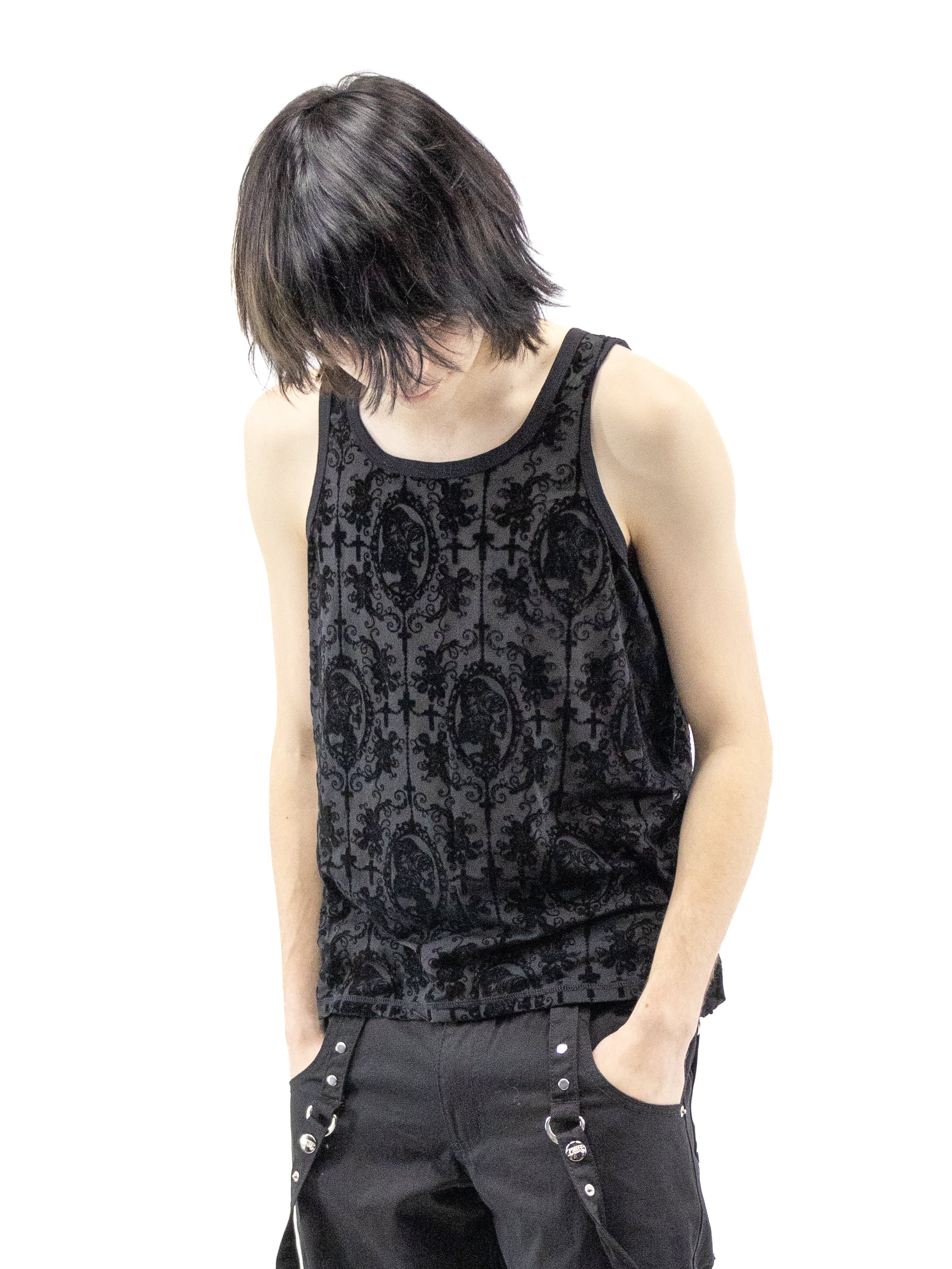 Skeleton Mesh Tank Top- Black UNISEX - Die With Your Boots On