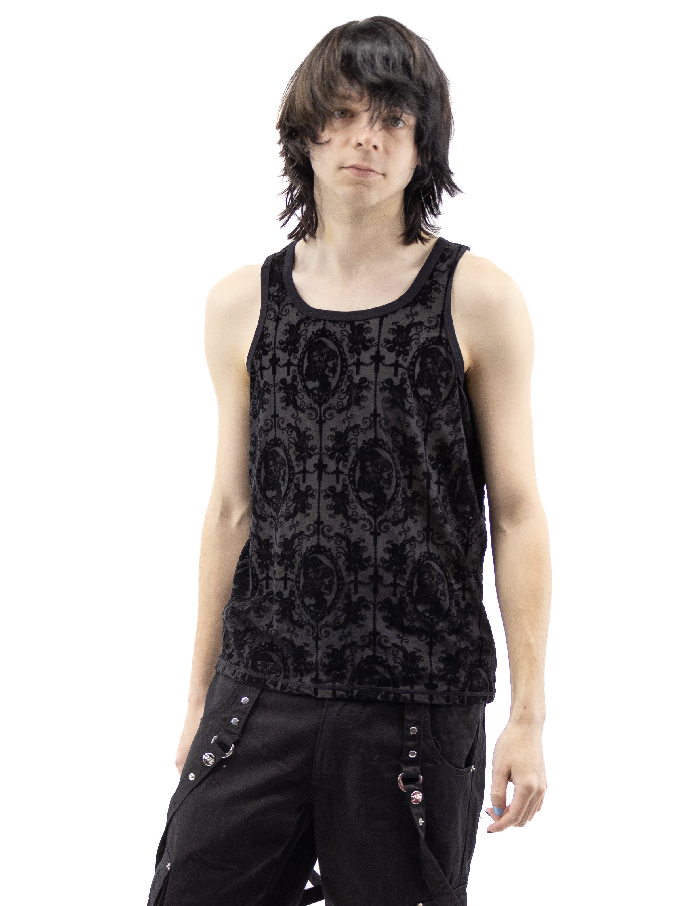 Skeleton Mesh Tank Top- Black UNISEX - Die With Your Boots On